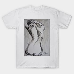 Styling Her Hair 3 -Female Nude T-Shirt